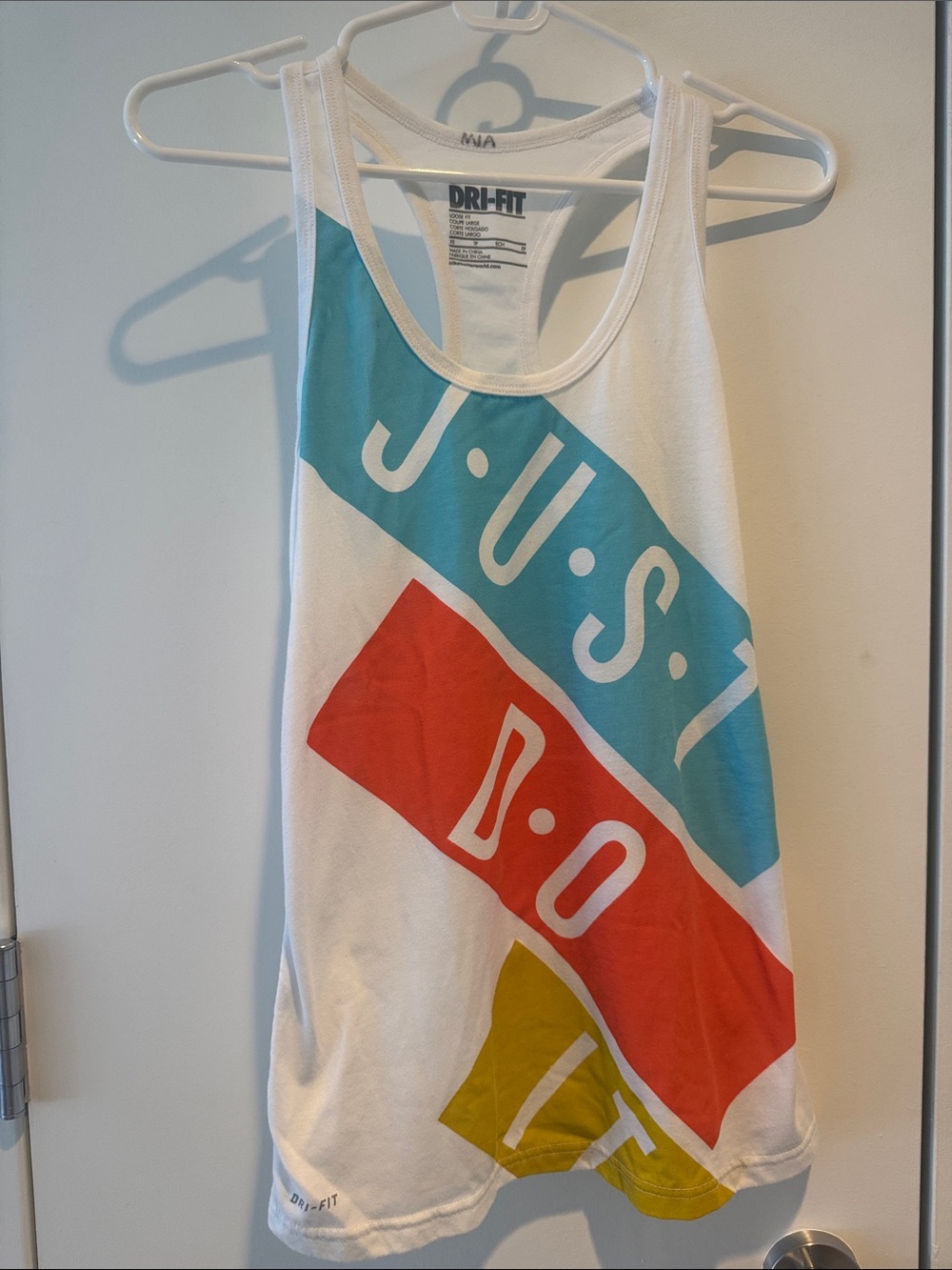 Nike White Racerback Tank with Graphic Panels
